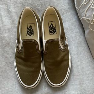 Olive green slip on Vans